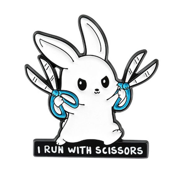 Metal and Enamel Alternative Bunny & Cat Set of Two Lapel Pins (New) - Picture 2 of 6